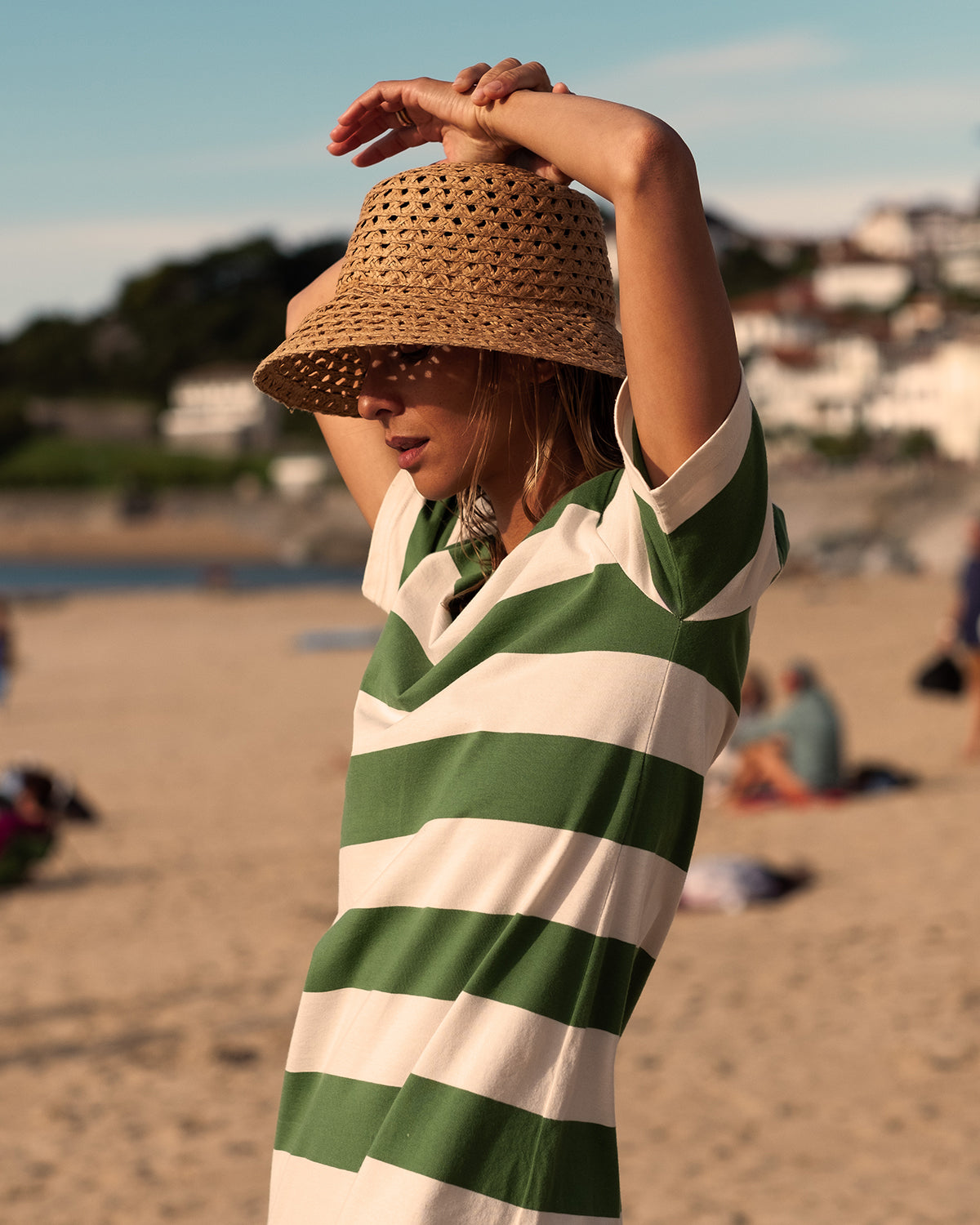 ROBE MADELEINE VERT ECRU