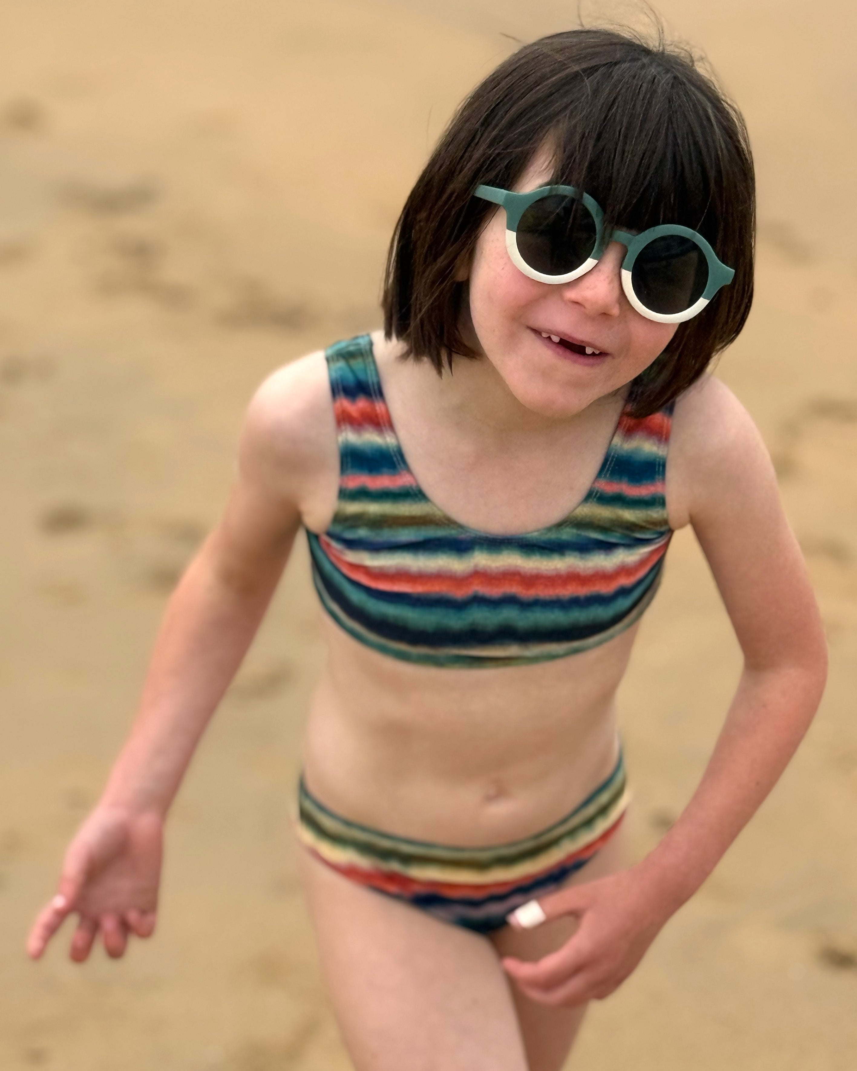 2 PIECES LILA OCEAN STRIPES