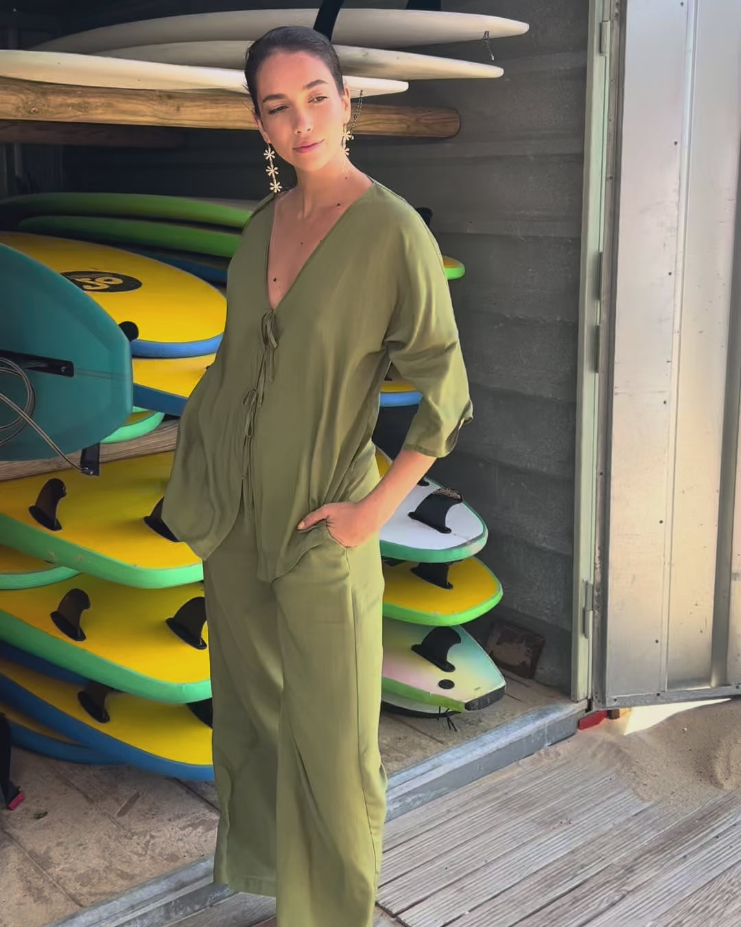 Load video: FIONA KHAKI PANTS